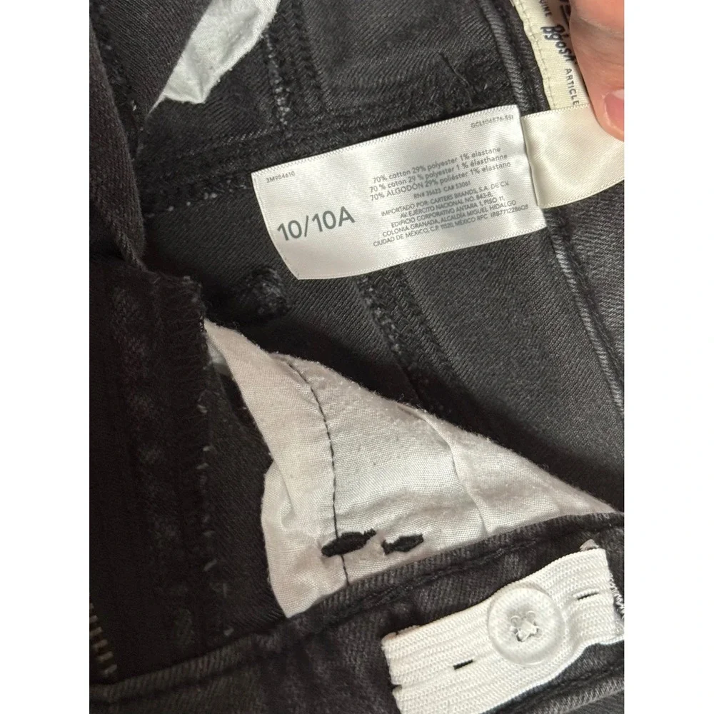 OshKosh B'gosh Denim Skirt Drk Gray Adjustable Tie Waist Casual Y2K Girls 10/10A